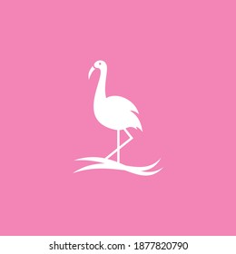 simple ping-colored flamingo flat icon logo