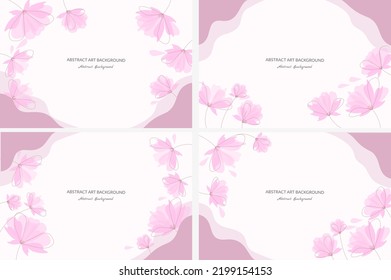 simple pink abstract art botanical pink background vector. Luxury wallpaper with pink and earth tone watercolor, leaf, flower, tree, and gold glitter. Minimal Design for text, and packaging template.