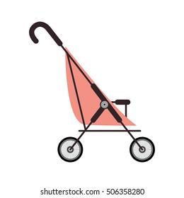 simple pink baby carriage and wheels