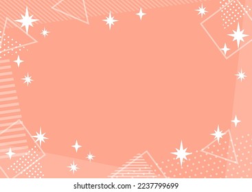 simple pink background of abstract geometric shapes  with glittering stars