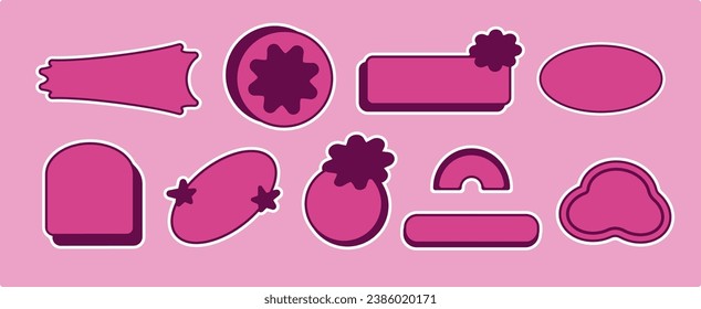 Colección de banners rosa simple. plantilla gráfica de cinta, forma, círculo. colección moderna y de moda. banner de cabecera, decoración de cabecera, icono, emblema, pegatina. para imprimir.