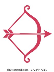 Símbolo rosa simple del arco y de la flecha para el día de San Valentín y tiro con arco romántico