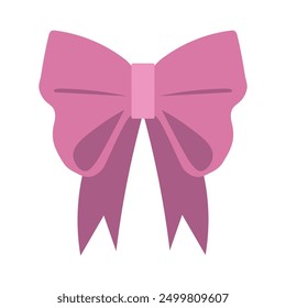 Simple pink bow. Decoration for girls, hair care. Items for everyday use, creating stylish and bright look for baby. Cartoon flat vector illustration