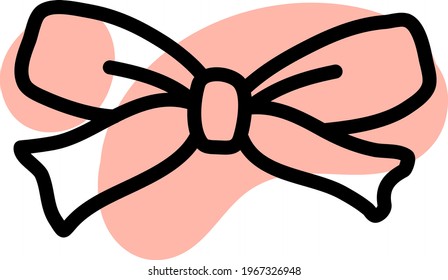 Simple pink bow, icon illustration, vector on white background