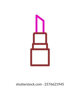 Simple Pink and Brown Lipstick Outline Icon Vector