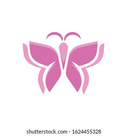 simple pink butterfly isolated on white background