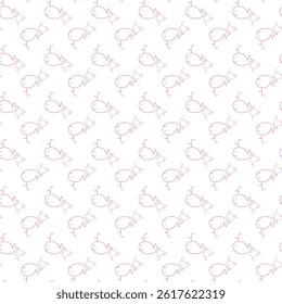 Simple Pink Cartoon Bird Pattern on White Background