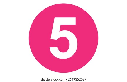 simple pink circle on white number five symbol.