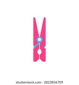 A simple pink clothespin featuring a blue accent isolated on white perfect for domestic tasks and laundry day concepts.