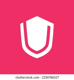 Simple pink colored shield vector logo. Logo for protection, safety, security, and company.