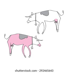 Simple pink cow vector illustration