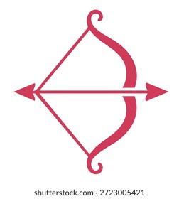 Arco cupido rosa simples com seta e coração para a celebração do dia dos namorados