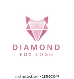 Simple pink diamond illustration design logo with fox face.