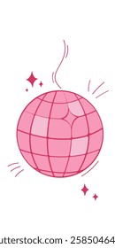 Simple Pink Disco Ball Doodle Illustration