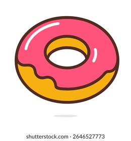 Einfache rosa Donut Vektorgrafik mit Glasur.