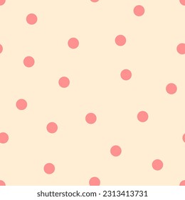 Simple pink dots pattern. Cute seamless ornament. Polka dot pattern in pastel pink colors