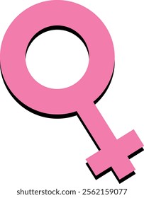 Simple Pink Female Gender Symbol Vector Illustration
