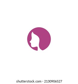 Simple pink Female Silhouette design Logo 