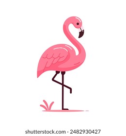 Simple pink flamingo bird vector is a minimalist illustration of a pink flamingo in vector format, with clean lines and scalability without loss of quality.