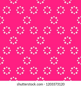 Simple pink floral seamless pattern. Vector abstract background with small circles, flower shapes, dots. Elegant colorful texture. Cute repeat design for decor, fabric, print, clothing, wallpapers