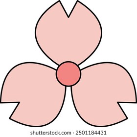 Simple Pink Flower Icon with Round Center