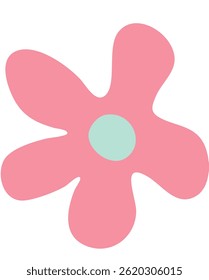 Flor rosa simple con centro verde menta