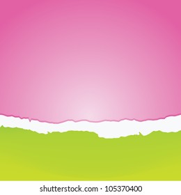 Simple Pink And Green Teared Paper Background