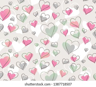 simple pink and grey heart pattern in pastel background