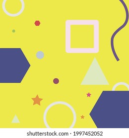Simple Pink Grey Modern Style Simple Hipster Art. Blue Colorful Yellow Digital Geometrical Art Illustration. Red Violet Orange Modern Art Pattern. Multicolor Green Purple Vector Design Pic.