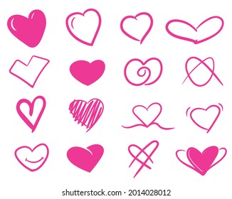 Simple Pink Hearth Love Icon Line Art