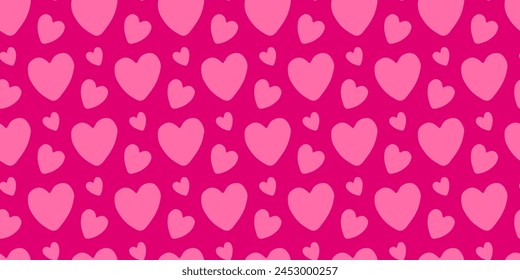 Patrón sin fisuras de los corazones rosados simples, fondo rosado sin fin del doodle con las Formas del corazón, concepto del día de San Valentín, textura para el papel de envoltura, Ilustración vectorial