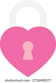 Simples ícone de cadeado em forma de coração rosa, ideal para Dia dos Namorados, amor, segurança, ou temas de site romântico.
