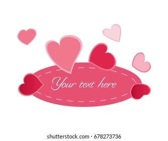 Simple pink label design with hand-drawn hearts