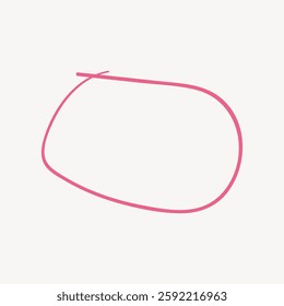 Simple pink line drawing on a white background. The pink line forms an abstract, irregular shape. Minimalist design with a pink line, abstract and simple. Isolated vector illustration.