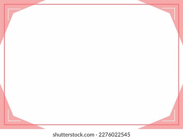 Simple pink line square frame. Pink corners. Distorted triangles. Empty space. Border for picture.