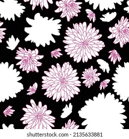 Simple pink lined lily illustration vector for seamless repeat pattern textured background. Perfect for fabric design wrapping scrap booking and many more projects