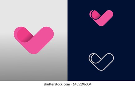 Simple pink logo like a heart concept design