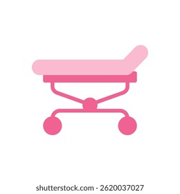 Simple Pink Medical Examination Table Icon for Healthcare Symbols and Patient Treatment in a Modern Facility Setting
