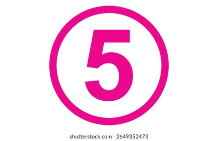 simple pink outline circle on pink number five symbol.