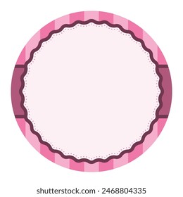 Simple Pink Plain Round Circle Background Design With Scalloped Edge And Stripe Ornament