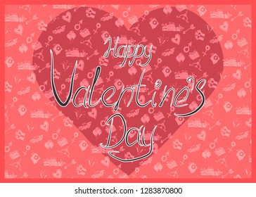simple pink poster with a heart and text for valentines day