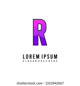 simple pink and purple mono color R logo letter design concept. vector illustration.