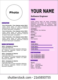 Simple pink resume cv template