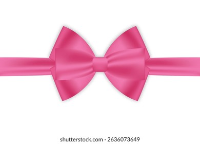 Simple pink ribbon bow tied around a horizontal gift wrap.