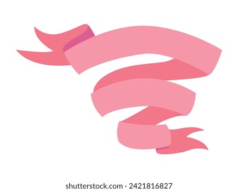 Simple pink ribbon isolated on white. Tape, band. set of characters for text banner. Decorative tape. linear icon vintage banner, graphic sale badge.