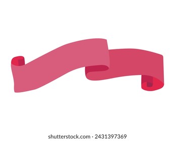 Simple pink ribbon isolated on white. Tape, band. set of characters for text banner. Decorative tape. linear icon vintage banner, graphic sale badge.