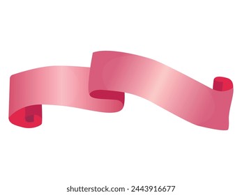 Simple pink ribbon isolated on white. Tape, band. set of characters for text banner. Decorative tape. linear icon vintage banner, graphic sale badge.
