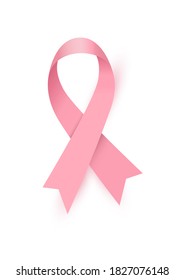 Simple pink silky ribbon for breast cancer awareness month October. Vector illustration.