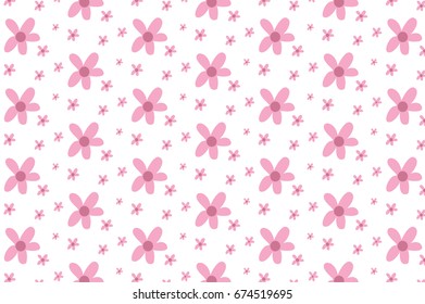 Simple pink small and big flowers pattern
