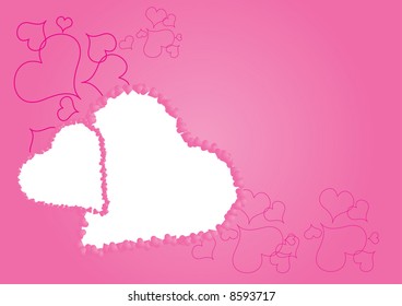 Simple pink valentine background with heart shapes